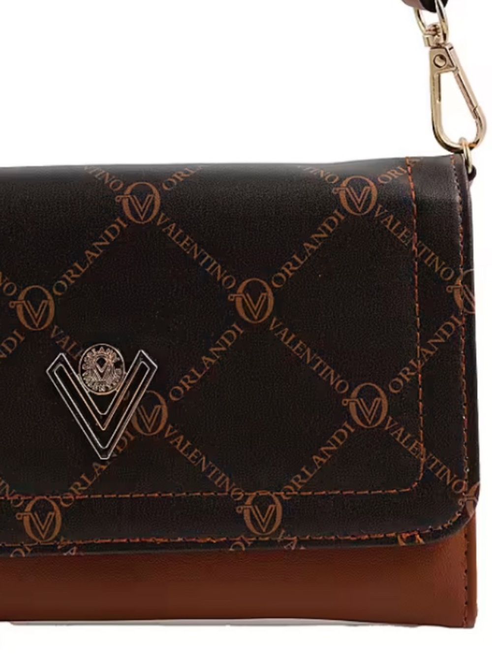 Valentino Orlandi printed crossbody bag. Brown & cognac vegan leather. - Picture 5 of 6